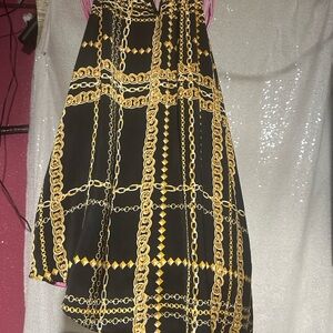 Elegant Chain Print Black and Gold Skirt